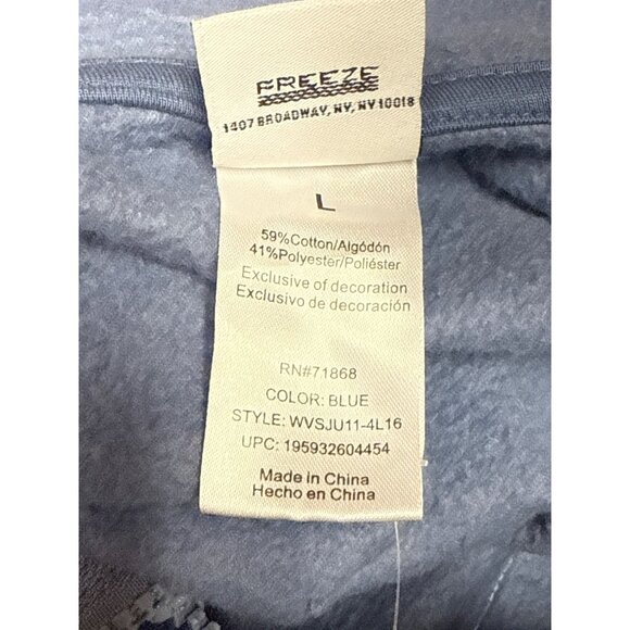 Disney Lilo Stitch Women's Hoodie Full Zip Patch Blue Hood Sweatshirt Large NEW - Picture 8 of 8